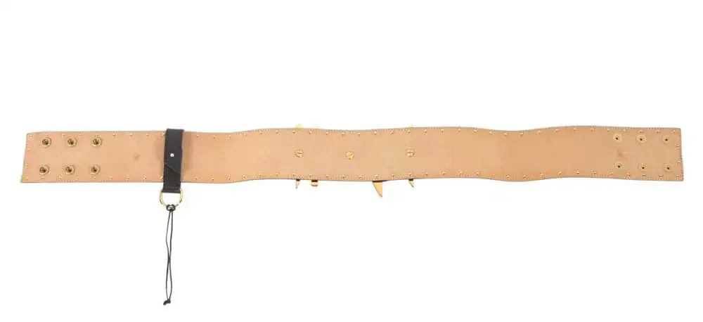 Balmain Statement Logo Lion Head Stud Leather Belt US S FR 36  Womens Black Gold